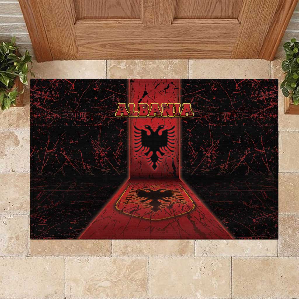 Albania Rubber Doormat Black Double Headed Eagle - Wonder Print Shop