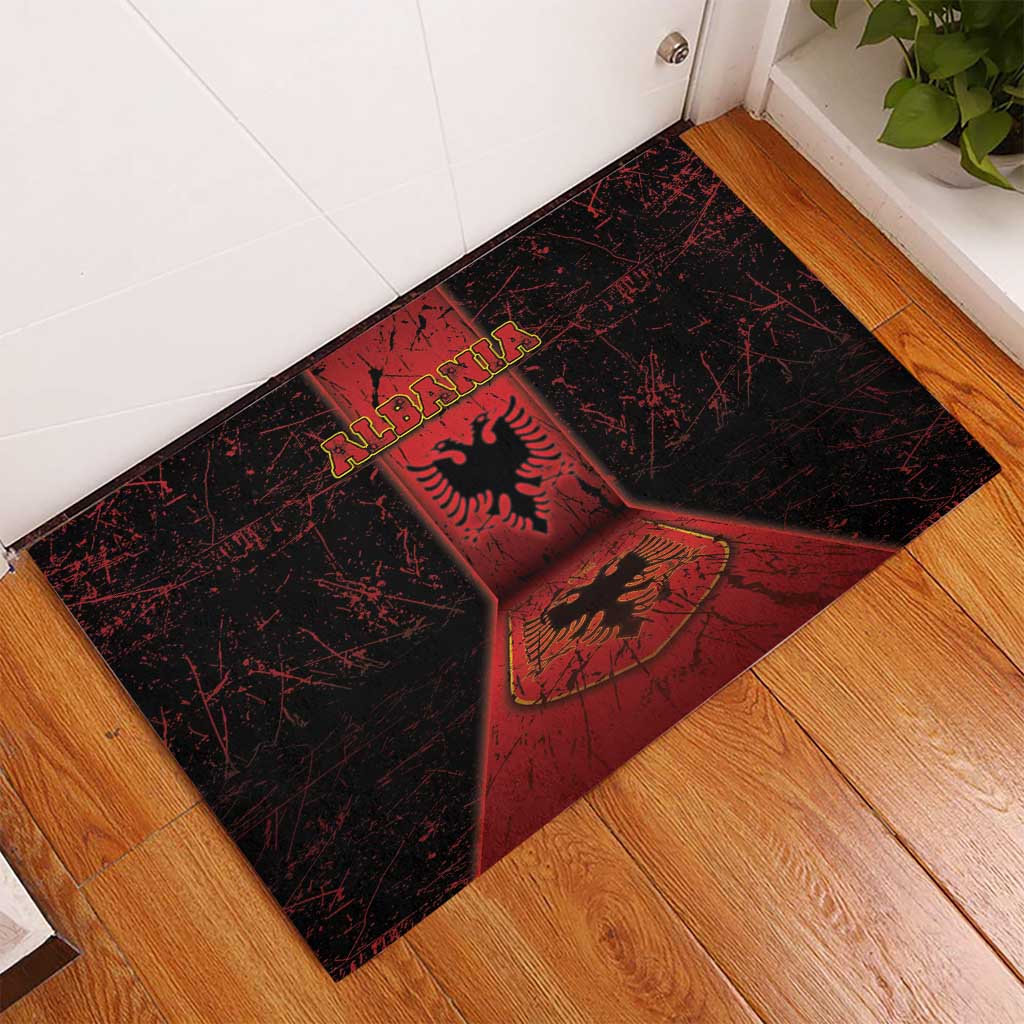 Albania Rubber Doormat Black Double Headed Eagle - Wonder Print Shop