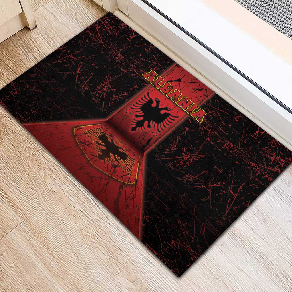 Albania Rubber Doormat Black Double Headed Eagle - Wonder Print Shop