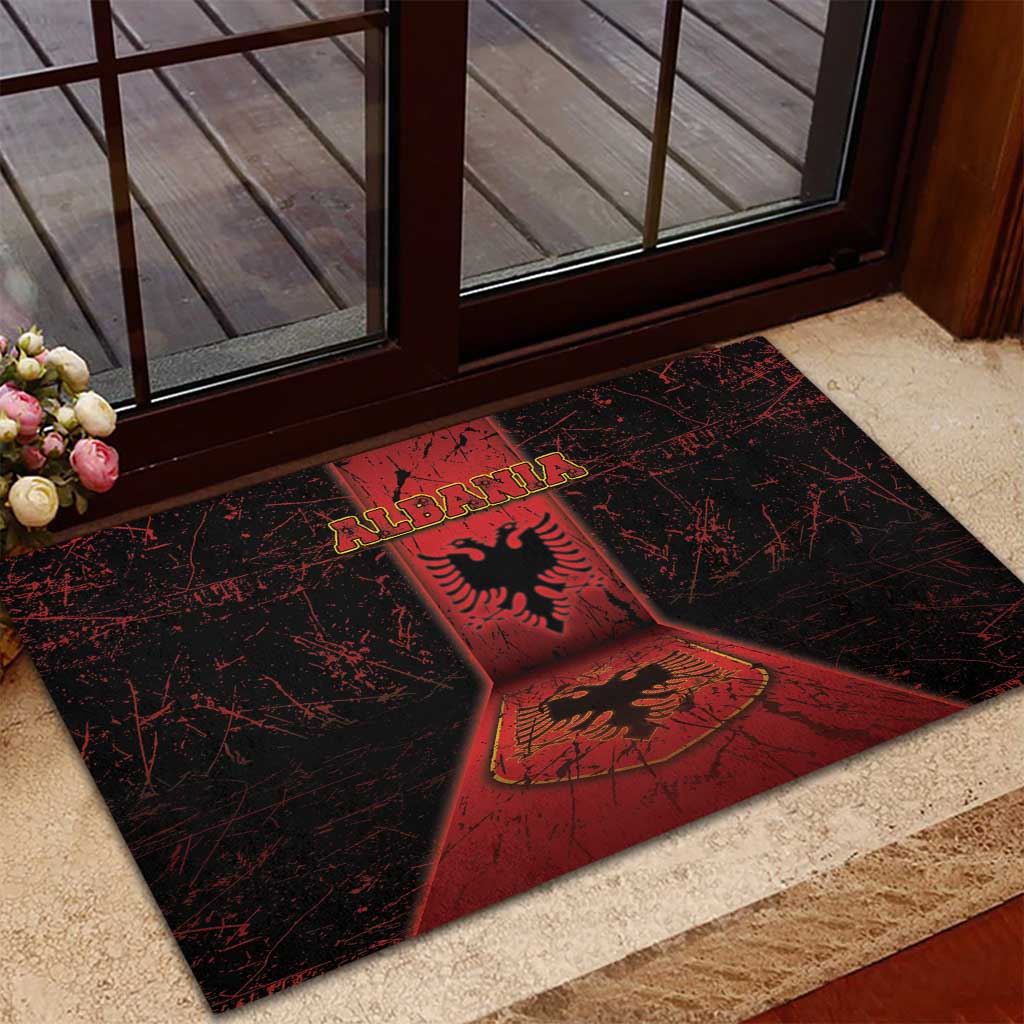 Albania Rubber Doormat Black Double Headed Eagle - Wonder Print Shop