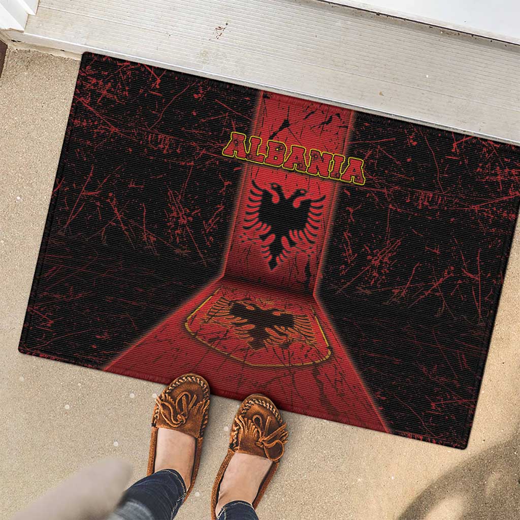 Albania Rubber Doormat Black Double Headed Eagle - Wonder Print Shop