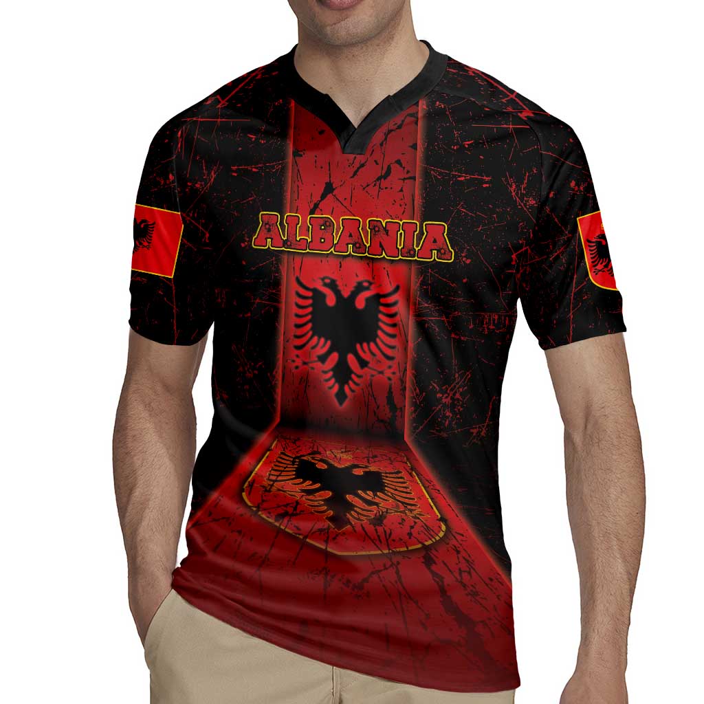 Personalized Albania Rugby Jersey Black Double Headed Eagle - Wonder Print Shop