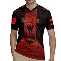 Personalized Albania Rugby Jersey Black Double Headed Eagle - Wonder Print Shop