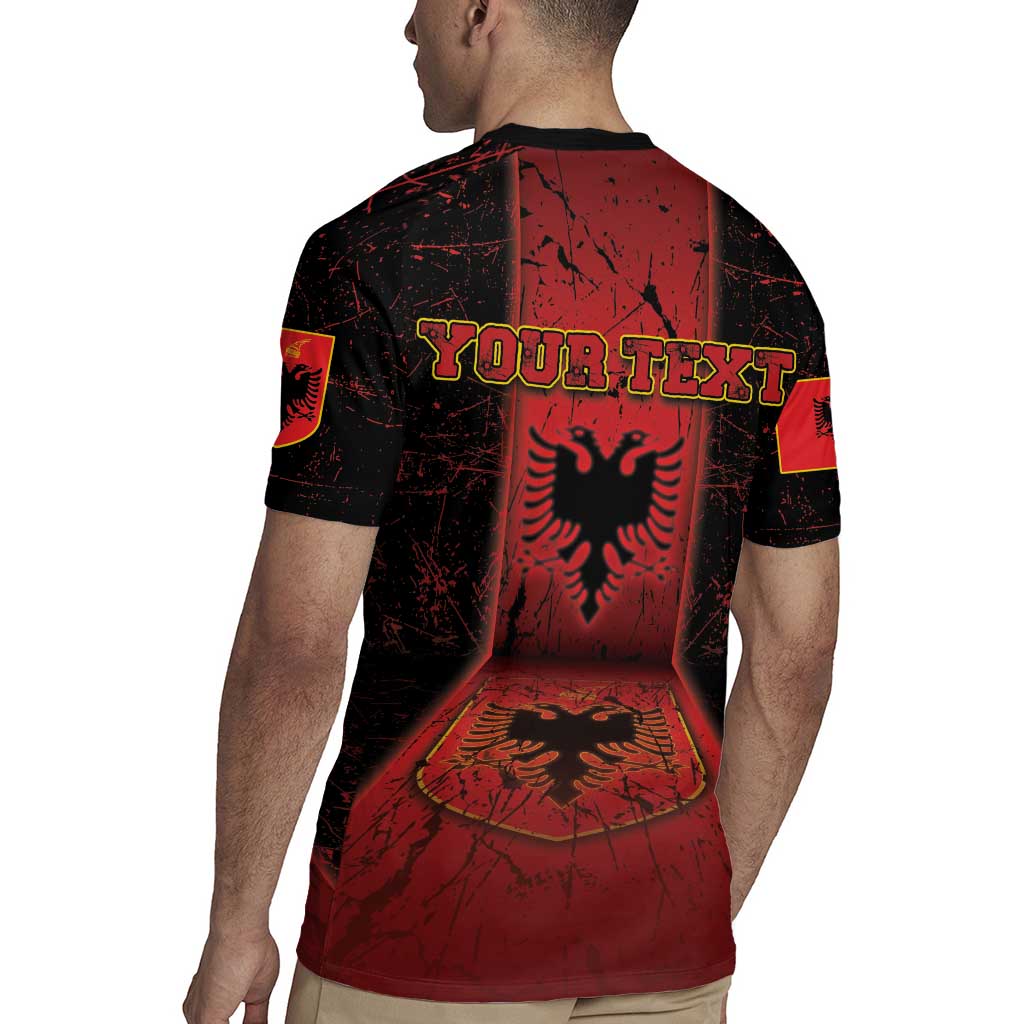 Personalized Albania Rugby Jersey Black Double Headed Eagle - Wonder Print Shop