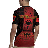 Personalized Albania Rugby Jersey Black Double Headed Eagle - Wonder Print Shop