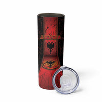 Personalized Albania Skinny Tumbler Black Double Headed Eagle - Wonder Print Shop