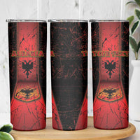 Personalized Albania Skinny Tumbler Black Double Headed Eagle - Wonder Print Shop