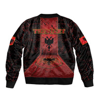 Personalized Albania Sleeve Zip Bomber Jacket Black Double Headed Eagle - Wonder Print Shop
