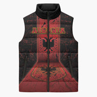 Personalized Albania Sleeveless Puffer Jacket Black Double Headed Eagle - Wonder Print Shop