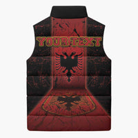 Personalized Albania Sleeveless Puffer Jacket Black Double Headed Eagle - Wonder Print Shop