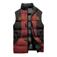 Personalized Albania Sleeveless Puffer Jacket Black Double Headed Eagle - Wonder Print Shop