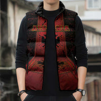 Personalized Albania Sleeveless Puffer Jacket Black Double Headed Eagle - Wonder Print Shop