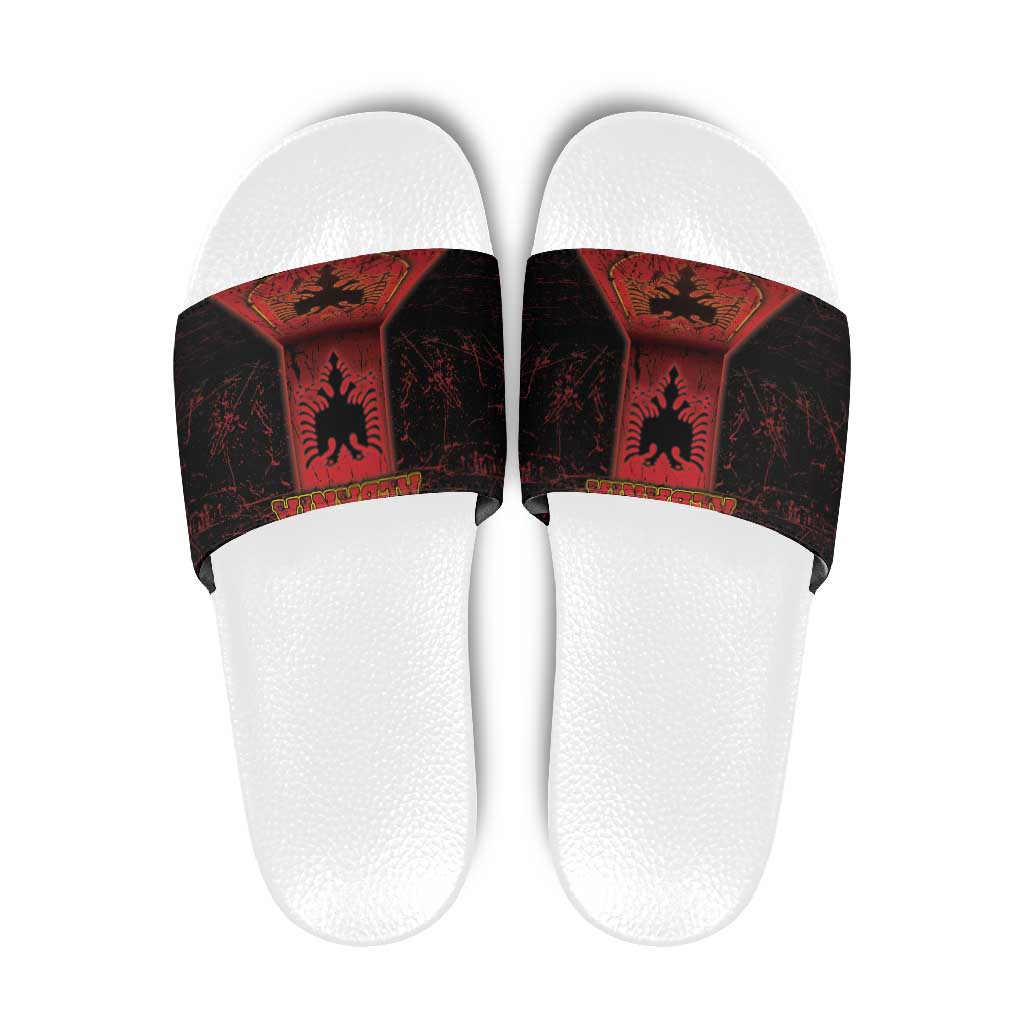 Albania Slide Sandals Black Double Headed Eagle - Wonder Print Shop