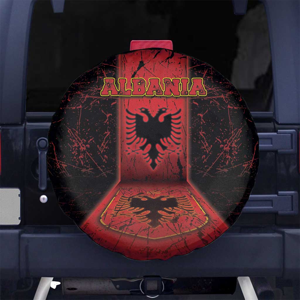 Albania Spare Tire Cover Black Double Headed Eagle - Wonder Print Shop