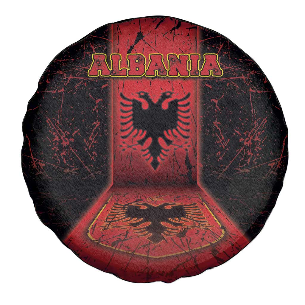 Albania Spare Tire Cover Black Double Headed Eagle - Wonder Print Shop