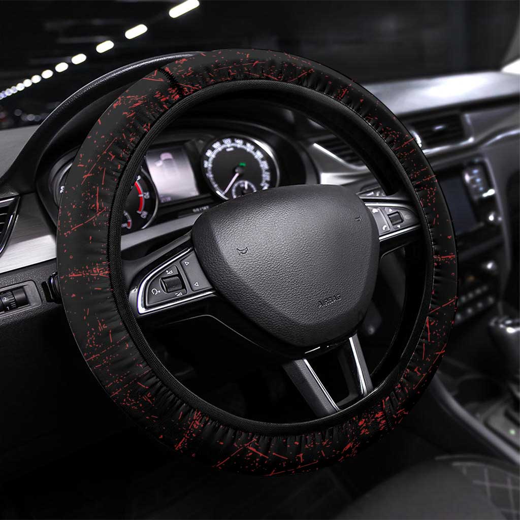 Albania Steering Wheel Cover Black Double Headed Eagle - Wonder Print Shop