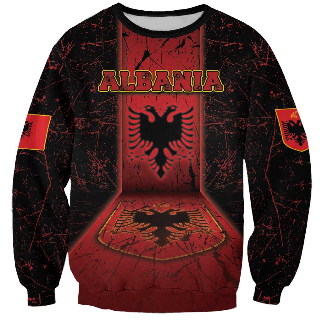 Personalized Albania Sweatshirt Black Double Headed Eagle - Wonder Print Shop