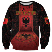 Personalized Albania Sweatshirt Black Double Headed Eagle - Wonder Print Shop