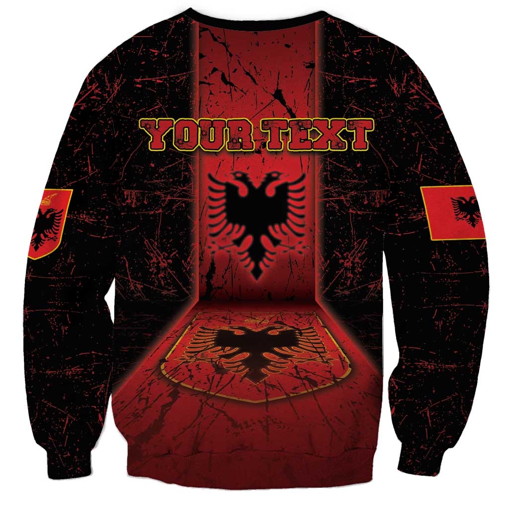 Personalized Albania Sweatshirt Black Double Headed Eagle - Wonder Print Shop