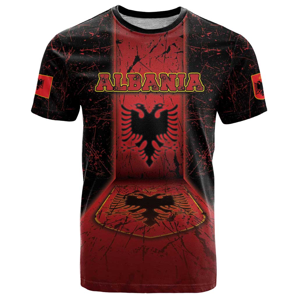Personalized Albania T Shirt Black Double Headed Eagle - Wonder Print Shop