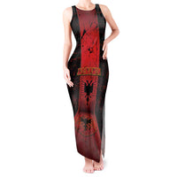 Personalized Albania Tank Maxi Dress Black Double Headed Eagle - Wonder Print Shop