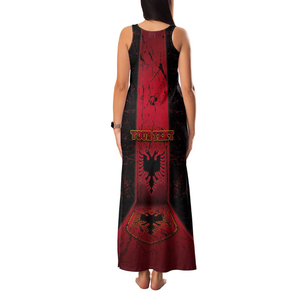 Personalized Albania Tank Maxi Dress Black Double Headed Eagle - Wonder Print Shop