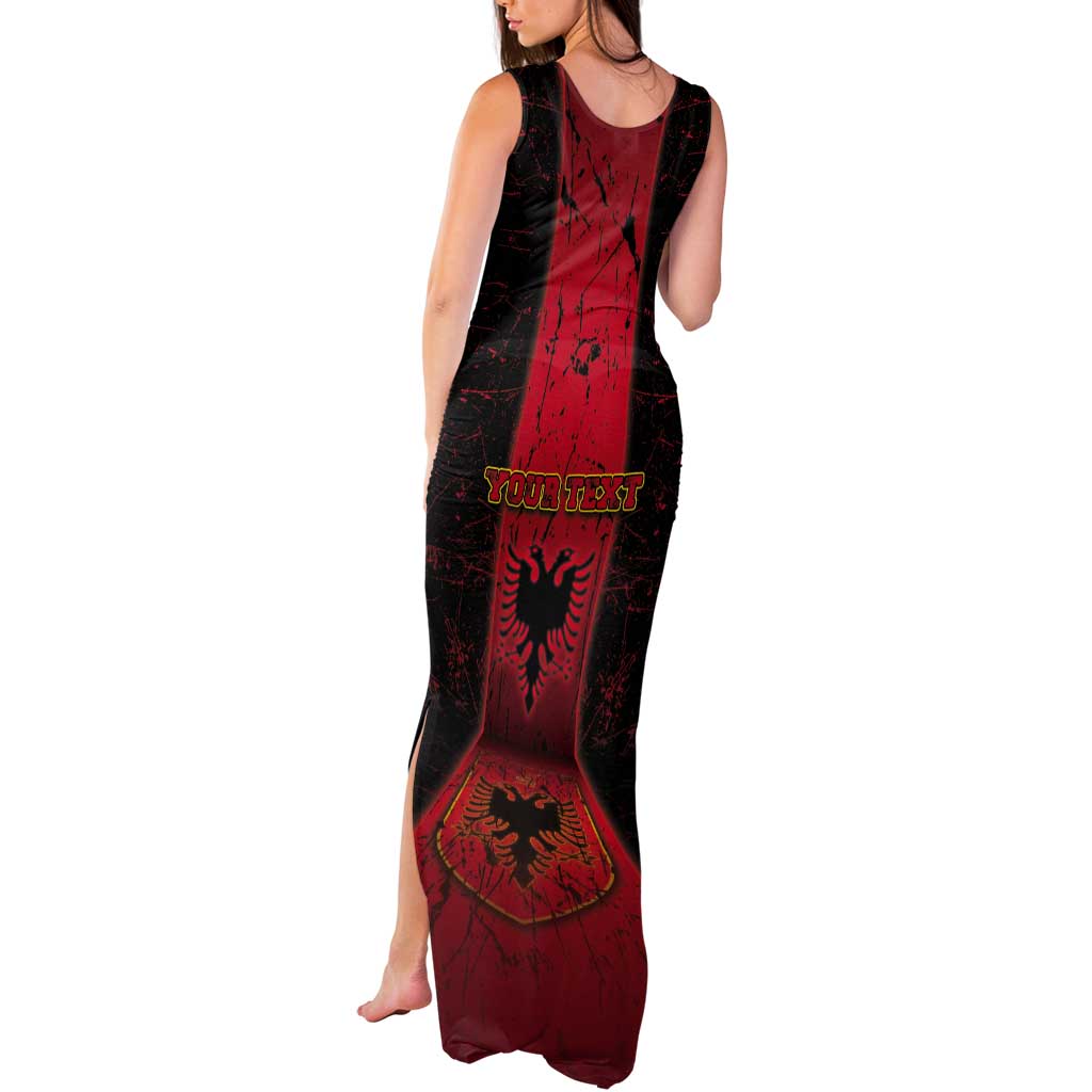 Personalized Albania Tank Maxi Dress Black Double Headed Eagle - Wonder Print Shop