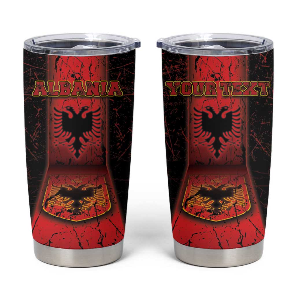 Personalized Albania Tumbler Cup Black Double Headed Eagle - Wonder Print Shop