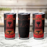 Personalized Albania Tumbler Cup Black Double Headed Eagle - Wonder Print Shop