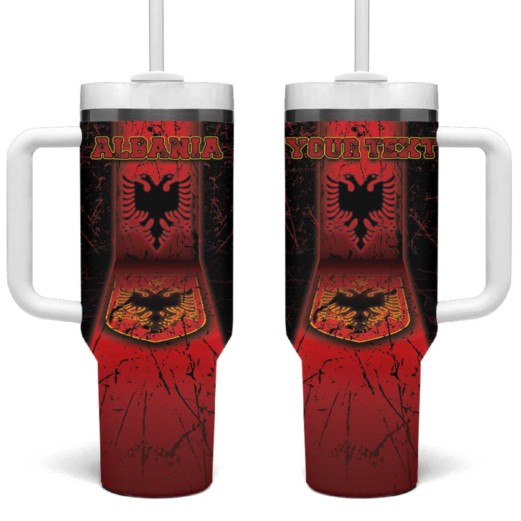 Personalized Albania Tumbler With Handle Black Double Headed Eagle - Wonder Print Shop