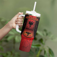 Personalized Albania Tumbler With Handle Black Double Headed Eagle - Wonder Print Shop