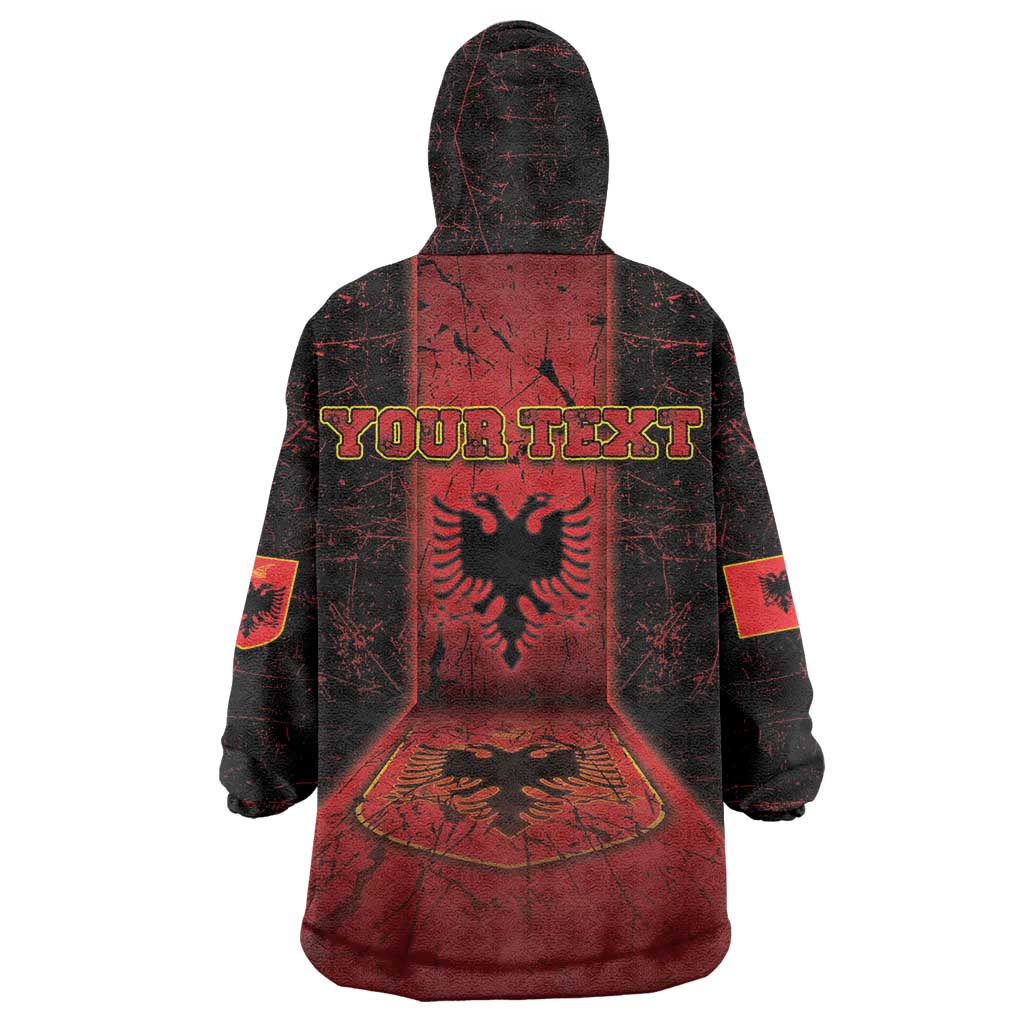 Personalized Albania Wearable Blanket Hoodie Black Double Headed Eagle - Wonder Print Shop