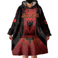 Personalized Albania Wearable Blanket Hoodie Black Double Headed Eagle - Wonder Print Shop