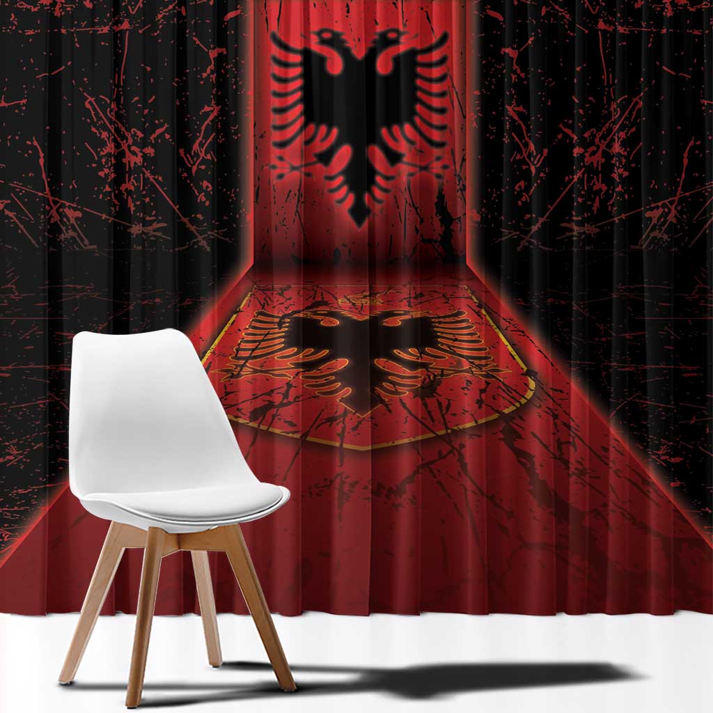 Albania Window Curtain Black Double Headed Eagle - Wonder Print Shop