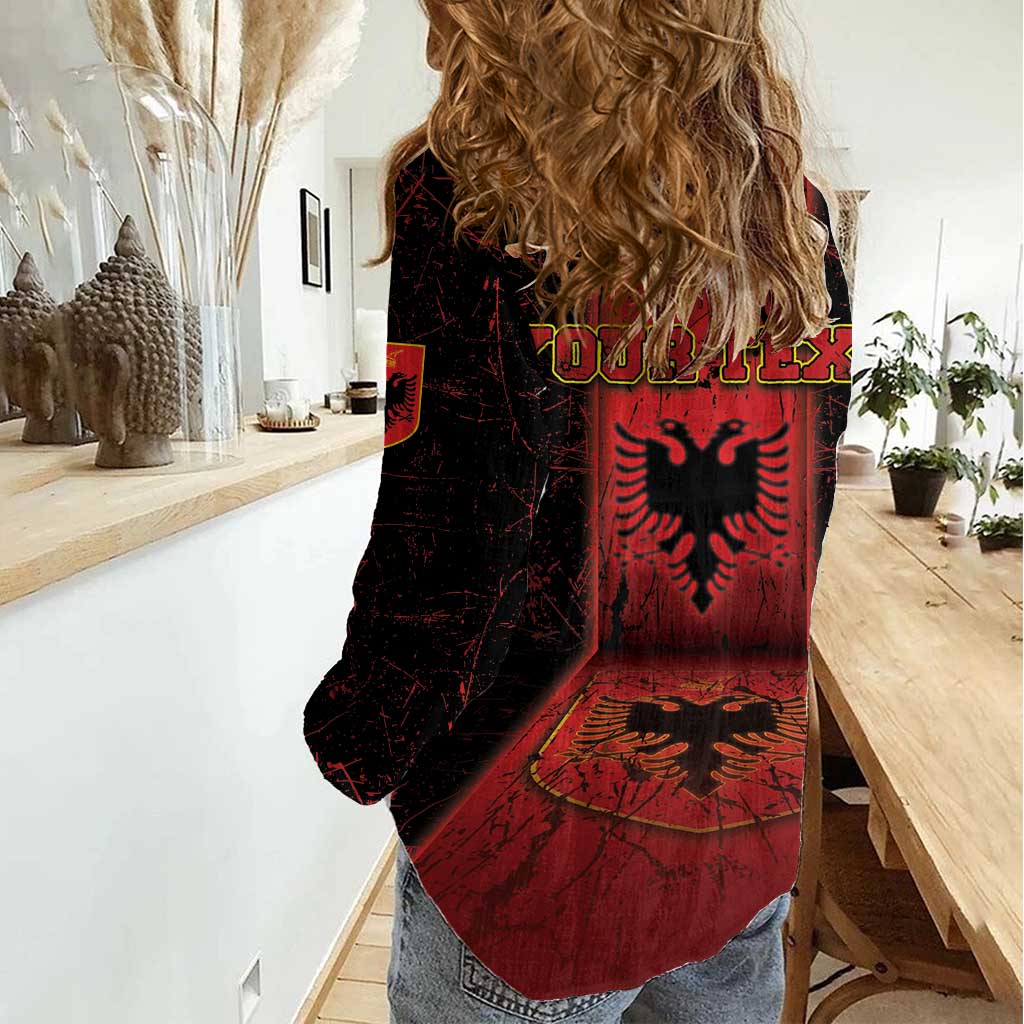 Personalized Albania Women Casual Shirt Black Double Headed Eagle - Wonder Print Shop