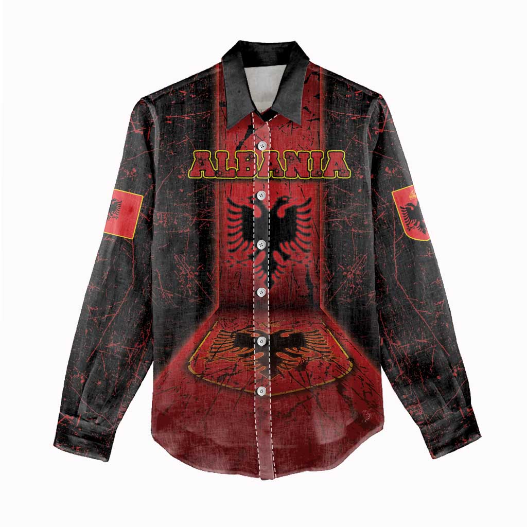 Personalized Albania Women Casual Shirt Black Double Headed Eagle - Wonder Print Shop