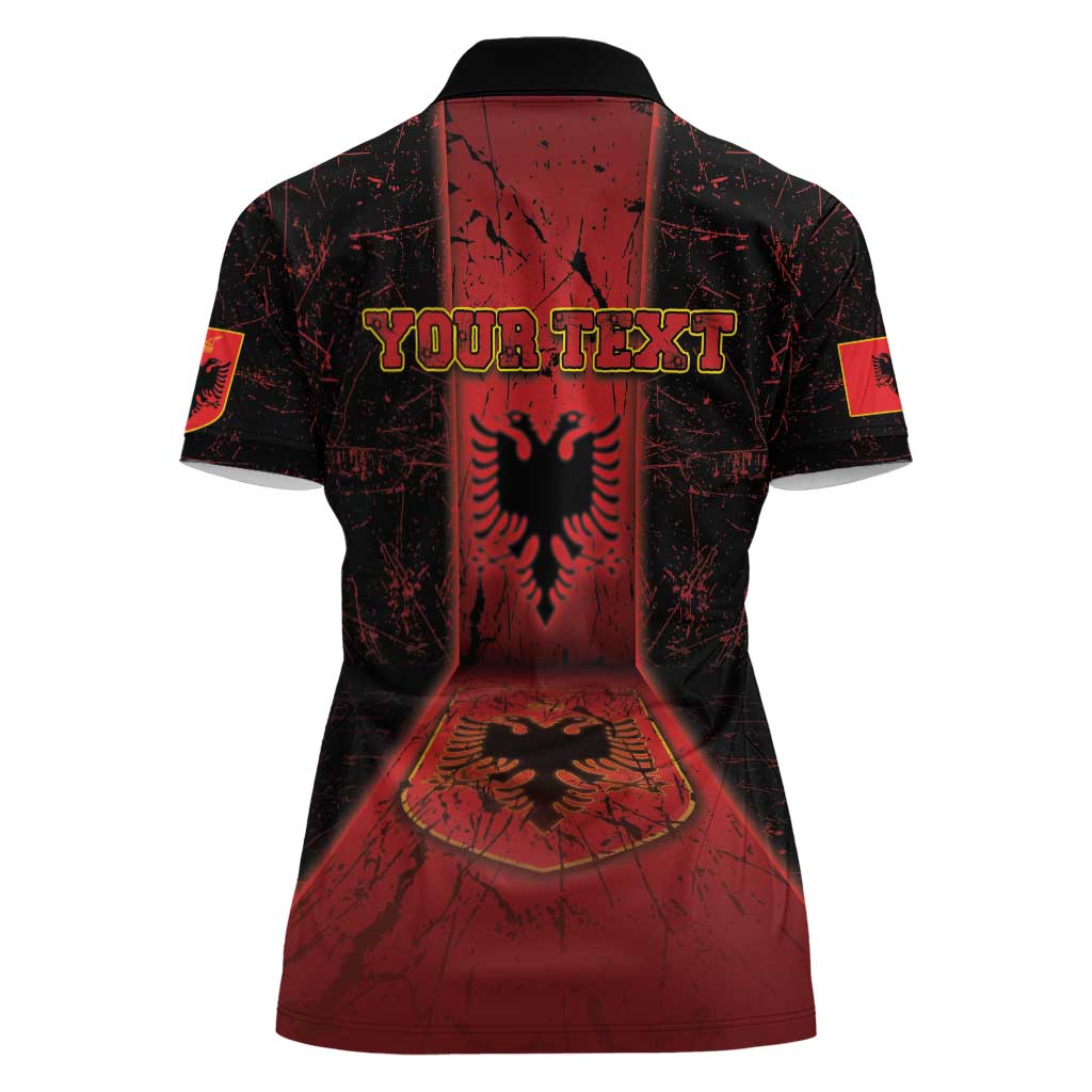 Personalized Albania Women Polo Shirt Black Double Headed Eagle - Wonder Print Shop