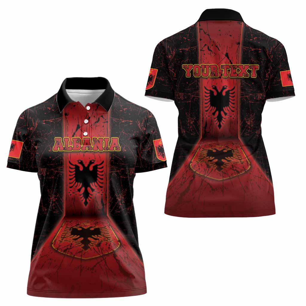 Personalized Albania Women Polo Shirt Black Double Headed Eagle - Wonder Print Shop