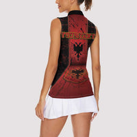 Personalized Albania Women Sleeveless Polo Shirt Black Double Headed Eagle - Wonder Print Shop