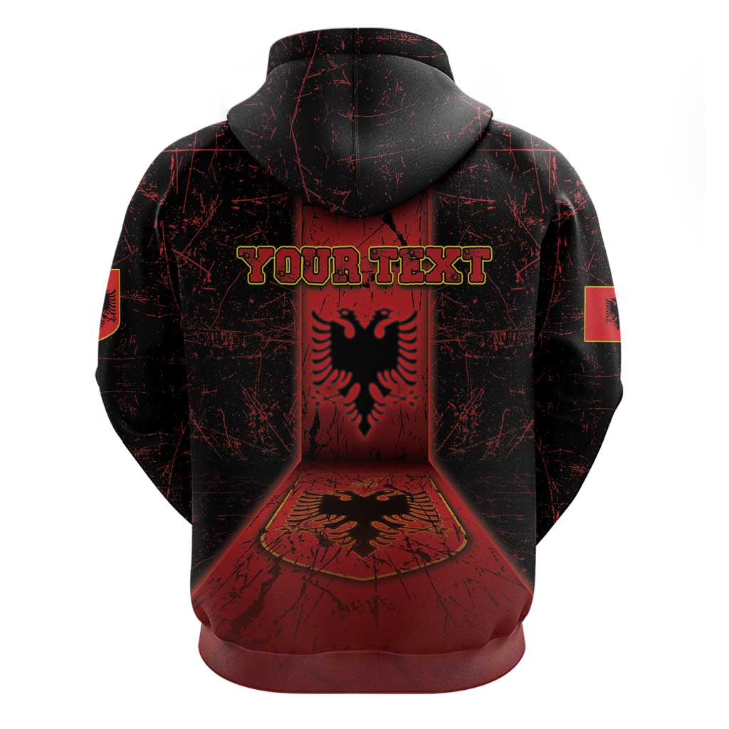 Personalized Albania Zip Hoodie Black Double Headed Eagle - Wonder Print Shop
