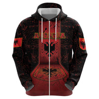Personalized Albania Zip Hoodie Black Double Headed Eagle - Wonder Print Shop