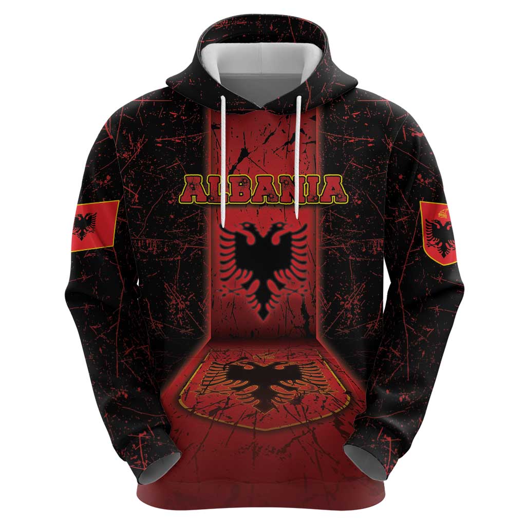 Personalized Albania Zip Hoodie Black Double Headed Eagle - Wonder Print Shop