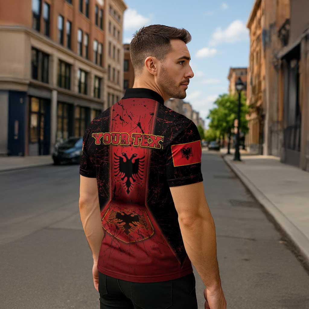 Personalized Albania Zipper Polo Shirt Black Double Headed Eagle DT05