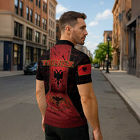 Personalized Albania Zipper Polo Shirt Black Double Headed Eagle DT05