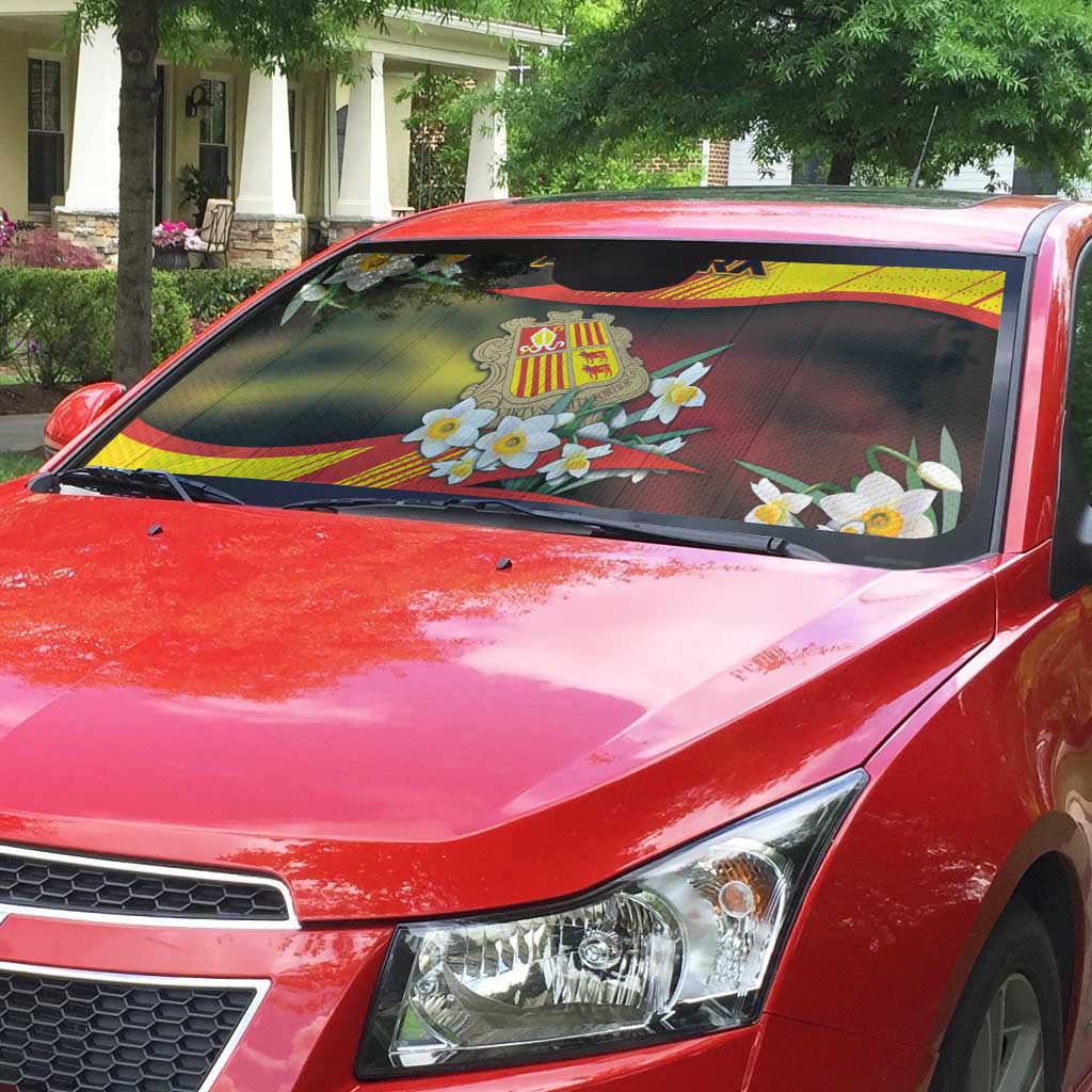 Andorra Auto Sun Shade The Grandalla Flowers With Symbol - Wonder Print Shop