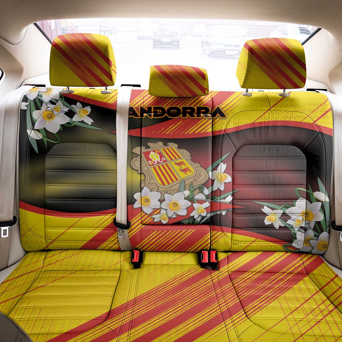Andorra Back Car Seat Cover The Grandalla Flowers With Symbol - Wonder Print Shop