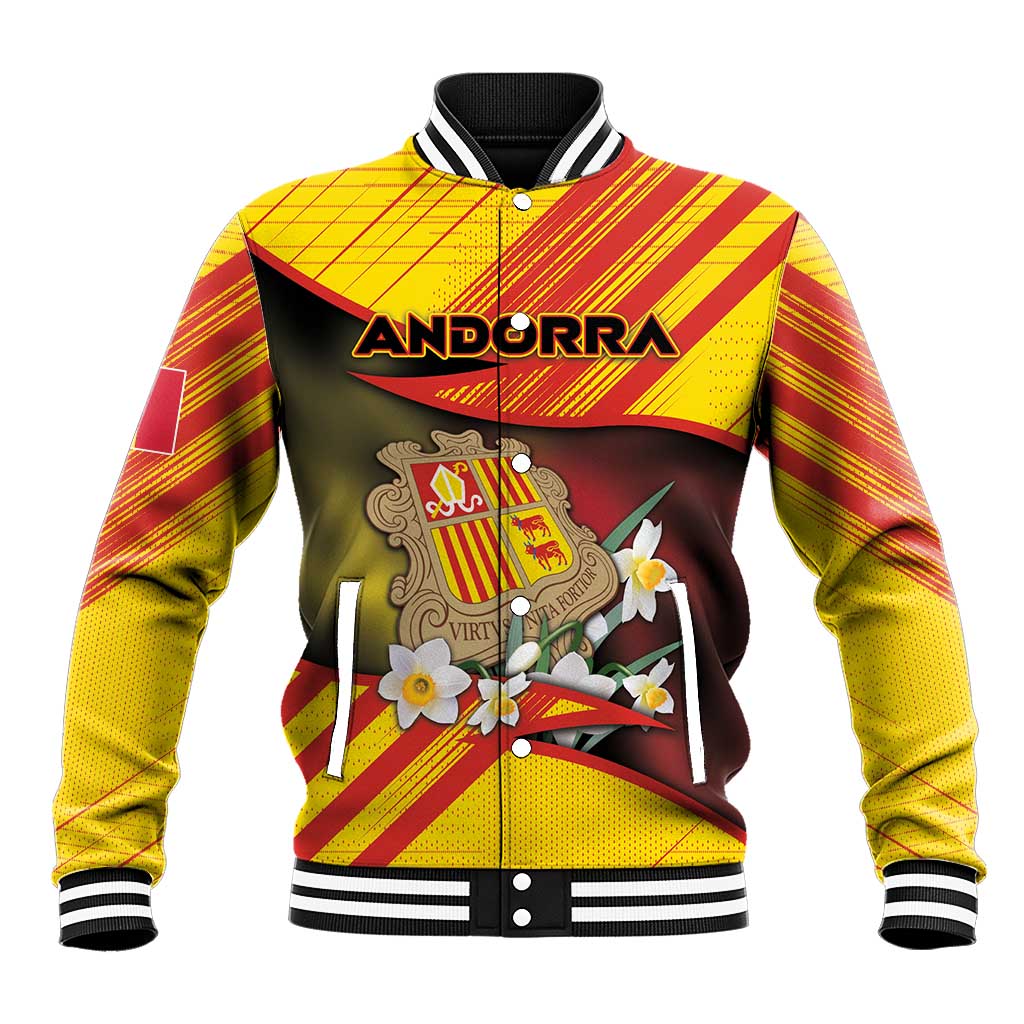 Personalized Andorra Baseball Jacket The Grandalla Flowers With Symbol - Wonder Print Shop