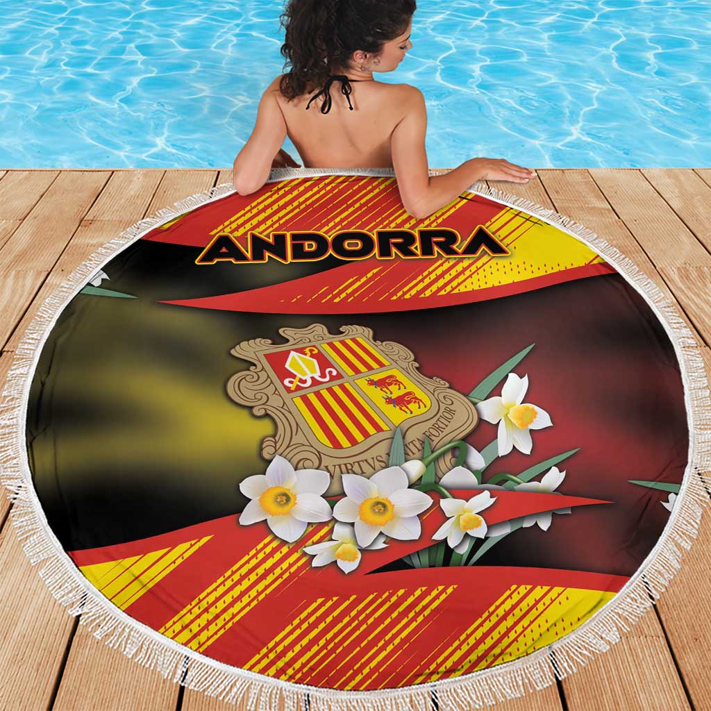 Andorra Beach Blanket The Grandalla Flowers With Symbol - Wonder Print Shop
