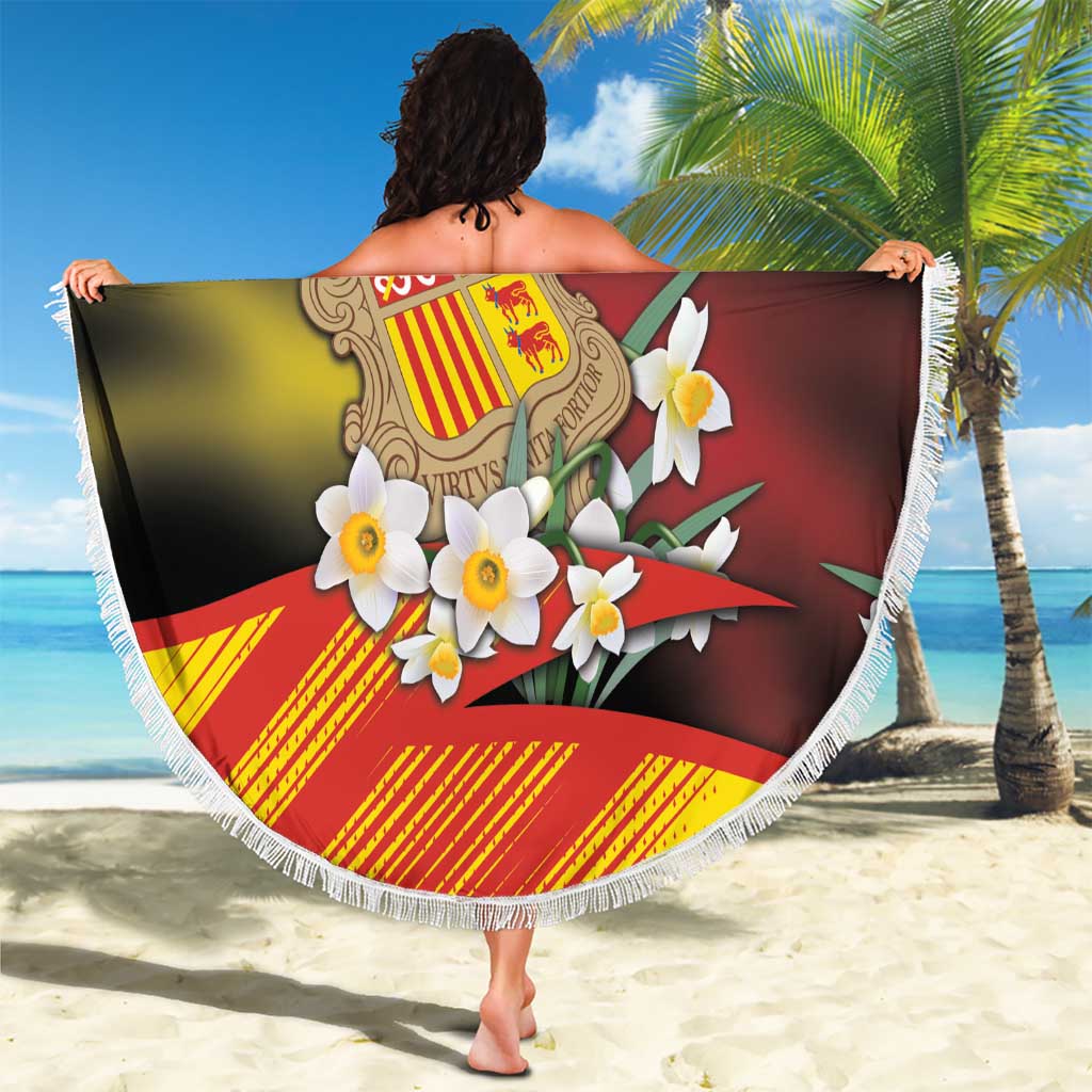 Andorra Beach Blanket The Grandalla Flowers With Symbol - Wonder Print Shop