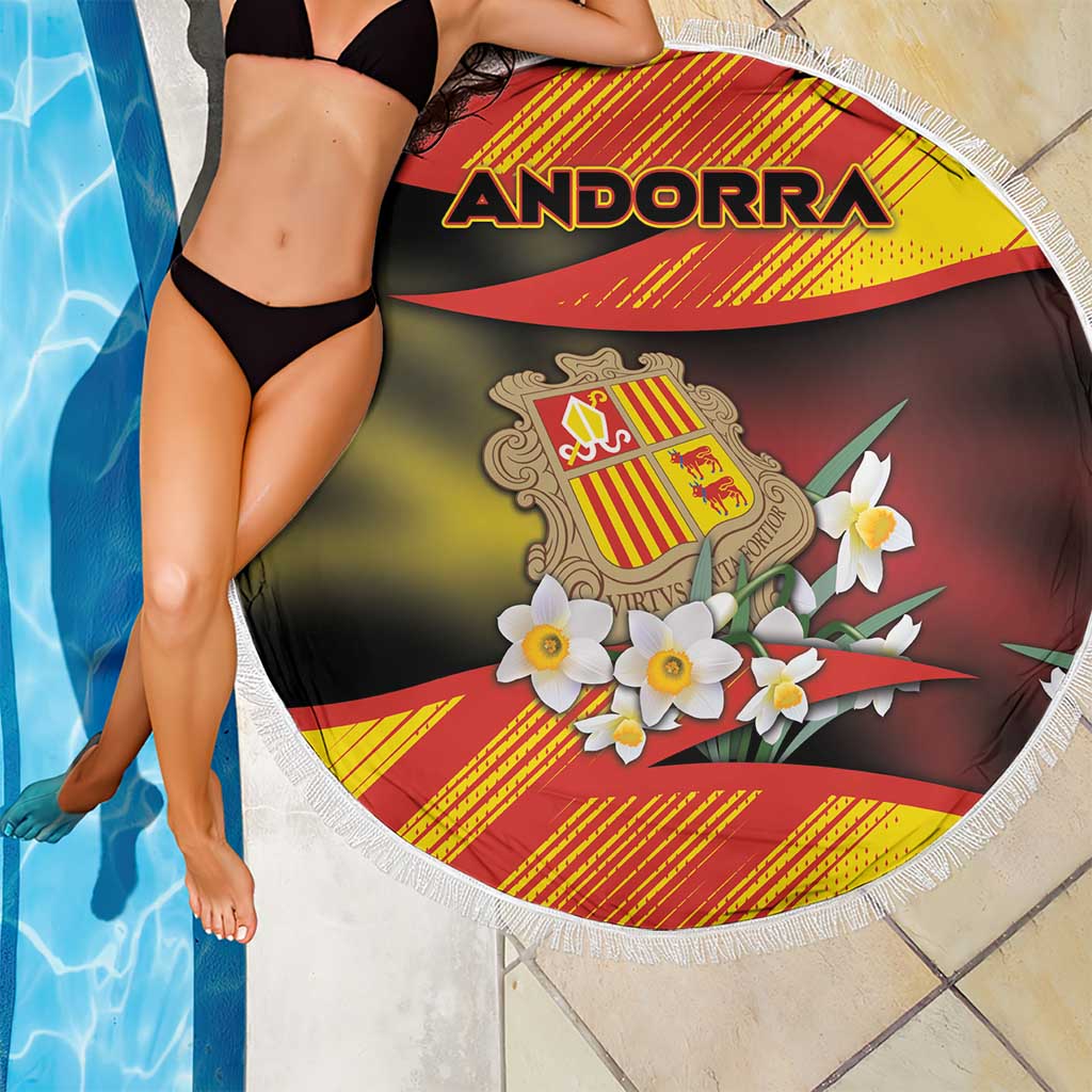 Andorra Beach Blanket The Grandalla Flowers With Symbol - Wonder Print Shop